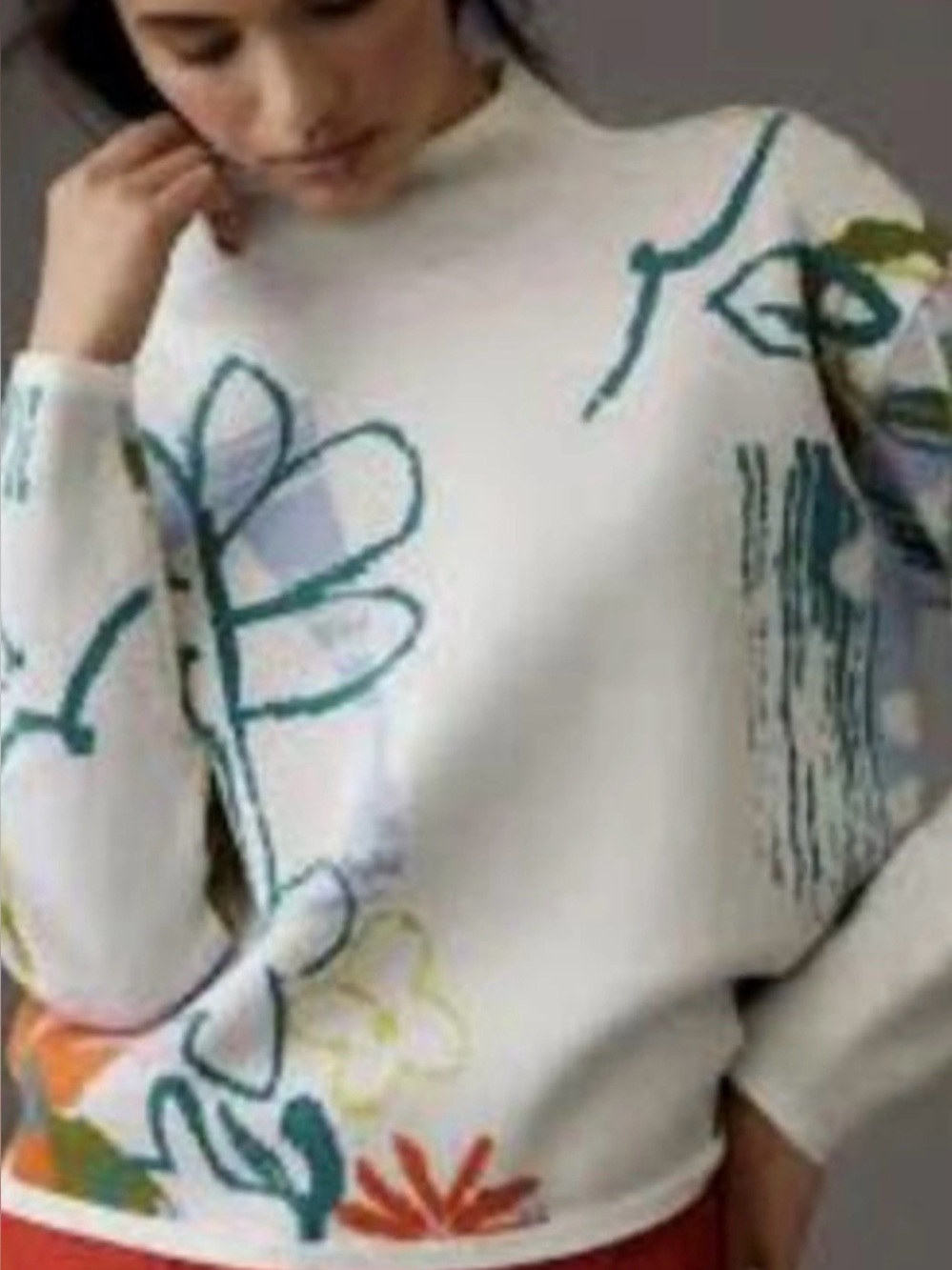 Anthropologie Maeve Carys Mock Neck Pullover Sweater Multi Color Floral Size XL
